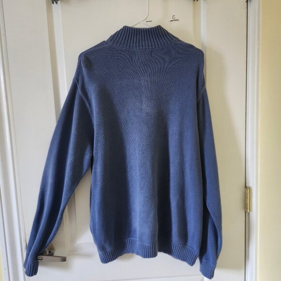 Eddie Bauer Men’s XL Blue Cream Quarter Zip Heavy Knit Pullover Sweater - Picture 7 of 7